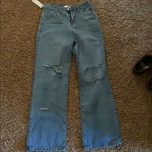 New Blue High waisted ripped loose jeans